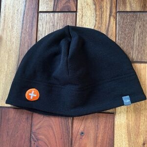 Icebreaker Black Beanie with Orange Accent